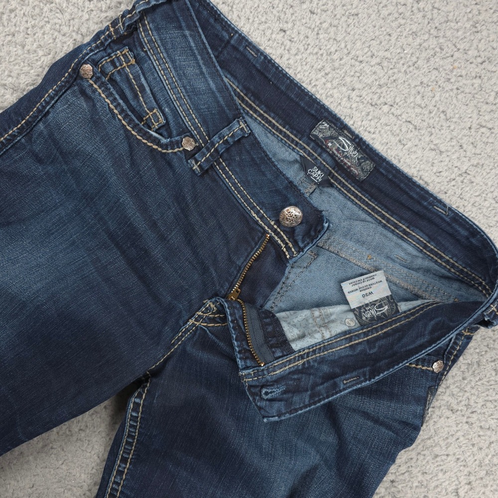 Silver Jeans Suki Capri Womens Denim Jeans W30 Dark Wash Embellished‎ Pockets